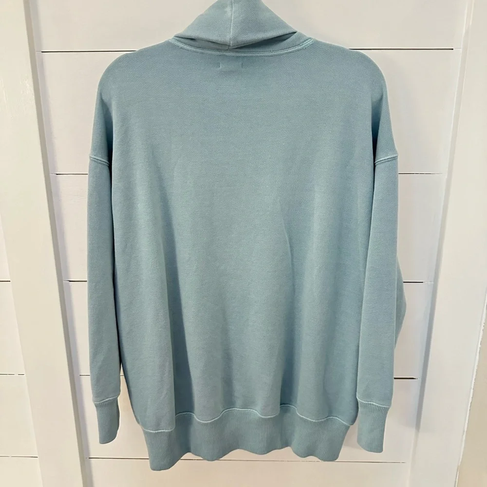 AERI S Cozy Mock Neck cotton blend woman blue sweatshirt cozy comfort casual - Picture 3 of 15